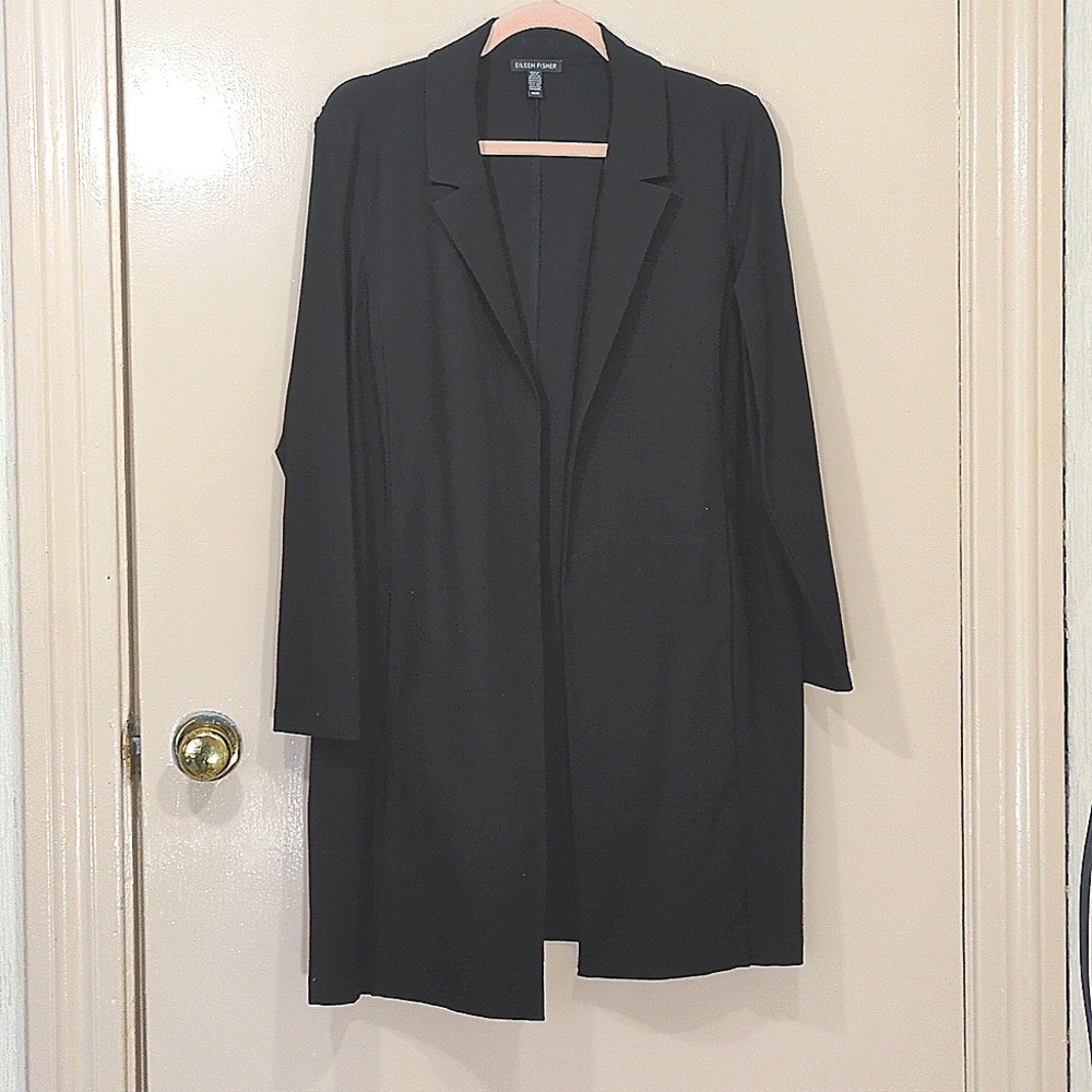 Eileen Fisher long blazer, black, women's Size Medium, NWT